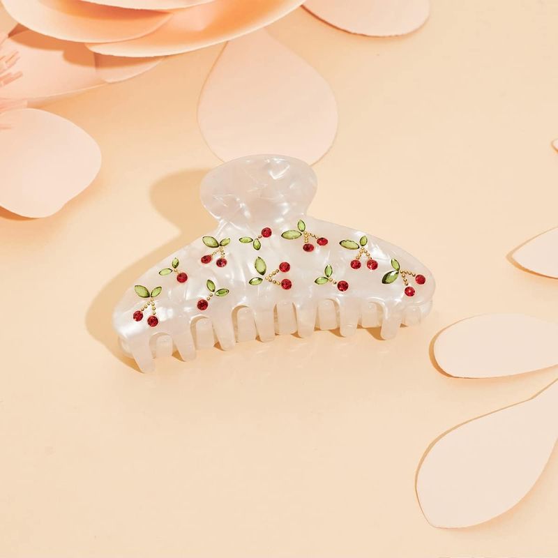 Travel Accessories Aesthetic - 1 stuk kersenhaarclip, met strasssteentjes, lieflijk